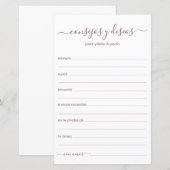 Papier Conseils et Vœux Espagnol (Devant / Derrière)