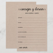 Papier Conseils et Vœux Espagnol (Devant / Derrière)
