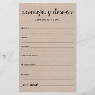 Papier Conseils et Vœux Espagnol