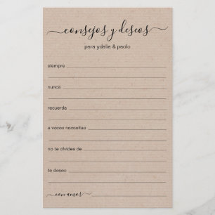 Papier Conseils et Vœux Espagnol