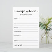 Papier Conseils et Vœux Espagnol (Debout devant)
