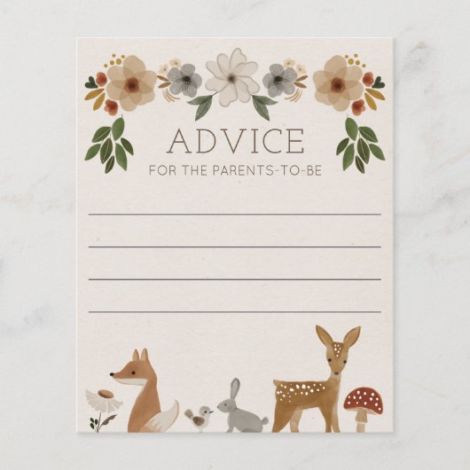 Papier Conseils pour le jeu de Baby shower des bois Paren (Devant)