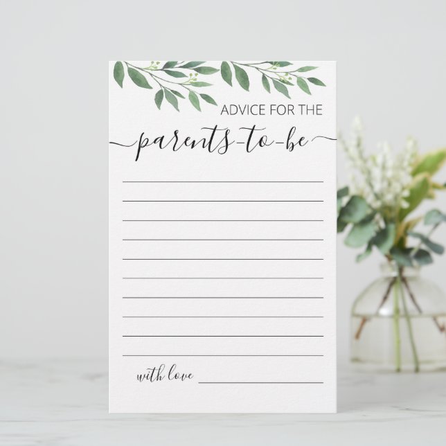 Papier Conseils pour les parents d'être Baby shower parti (Debout devant)