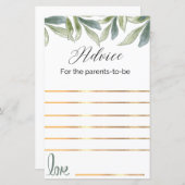 Papier Conseils pour les parents d'être jeu de douche béb (Devant / Derrière)