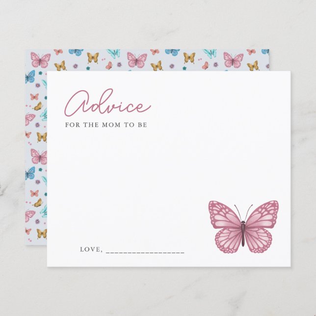 Papier Conseils Pour Maman D'Être Baby shower Papillon (Devant / Derrière)