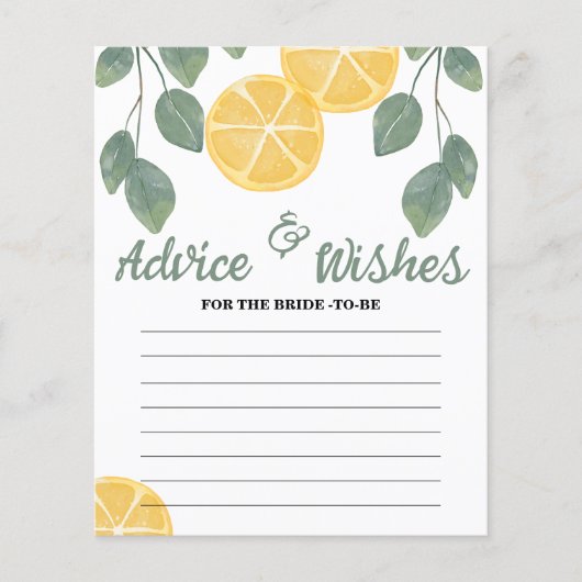 Papier Conseils & souhaits Citron Fête des mariées Jeu (Devant)