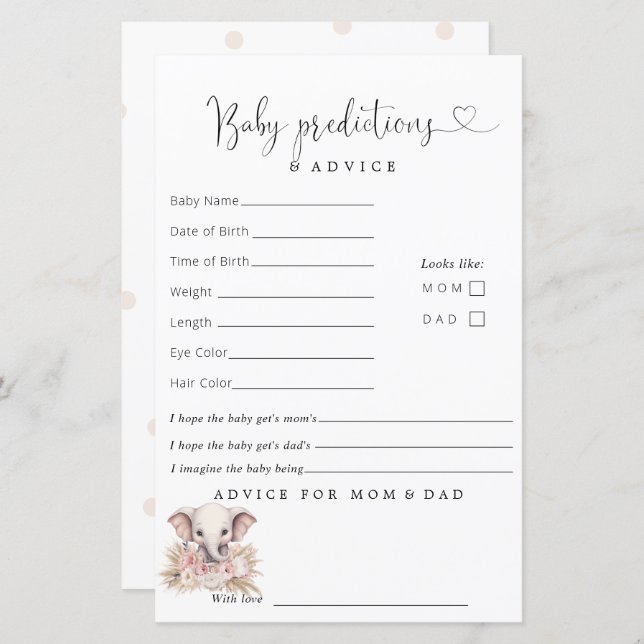 Papier Conseils sur les prédictions des filles de Boho ro (Devant / Derrière)