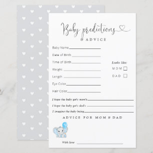 Papier Conseils sur les prévisions de Baby shower des élé