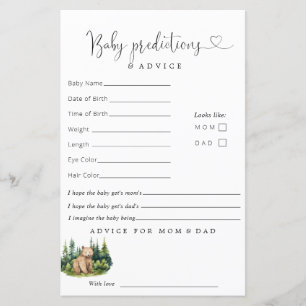 Papier Conseils sur les prévisions de Baby shower foresti
