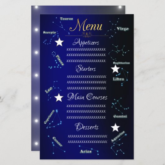 Papier constellations zodiaques (Devant / Derrière)