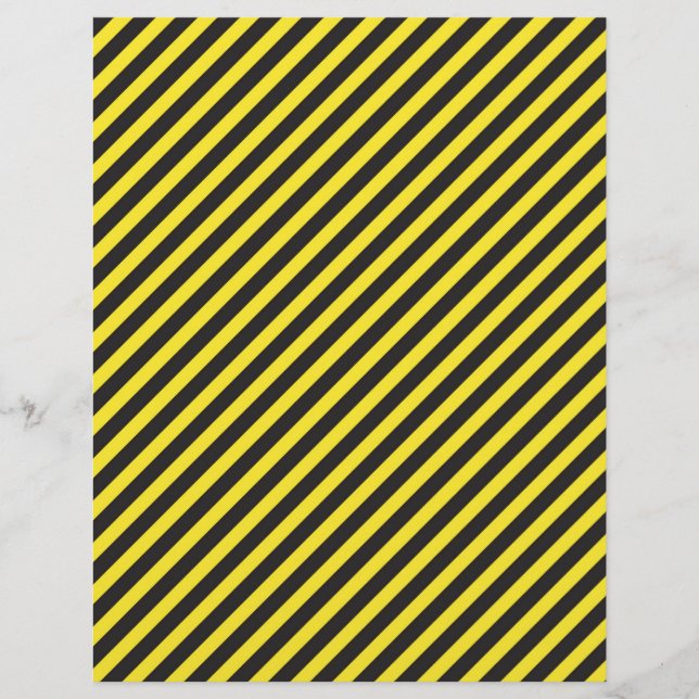Papier Construction rayée - diagonale jaune et noir (Devant)