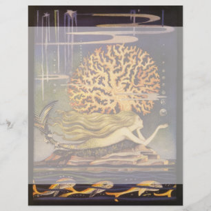 Papier Conte de fée vintage, petite sirène dans le corail