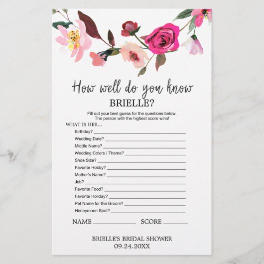 Papier Conte Romantique "Vous connaissez la mariée" Jeu (Devant)