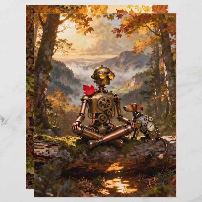 Papier Contemplating Nature Scrapbook Paper (Devant / Derrière)