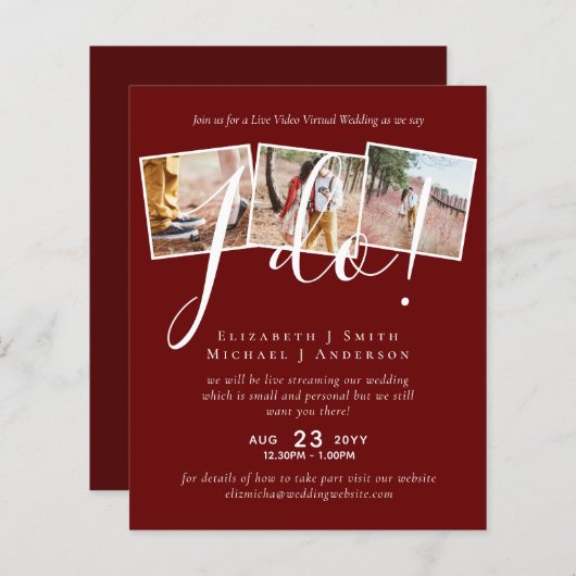 Papier Conversation vidéo en direct Mariage ou Invitation (Devant / Derrière)