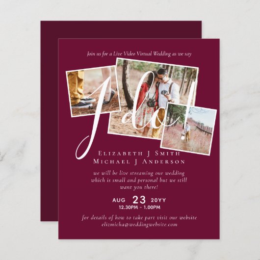 Papier Conversation vidéo en direct Mariage ou Invitation (Devant / Derrière)