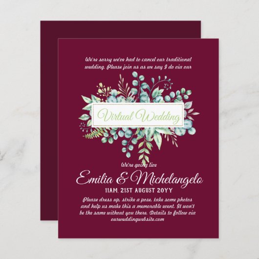 Papier Conversation vidéo Mariage virtuel Invitations en  (Devant / Derrière)
