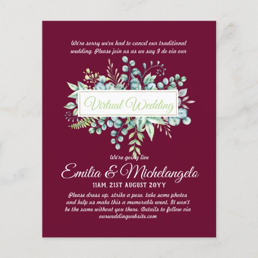 Papier Conversation vidéo Mariage virtuel Invitations en  (Devant)