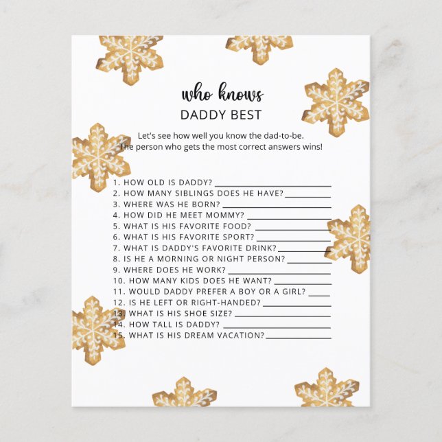 Papier cookies de Noël Qui connaît le mieux DADDY (Devant)