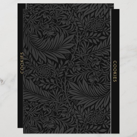 Papier Cookies | Diviseur de recettes | Floral noir Vinta (Devant / Derrière)