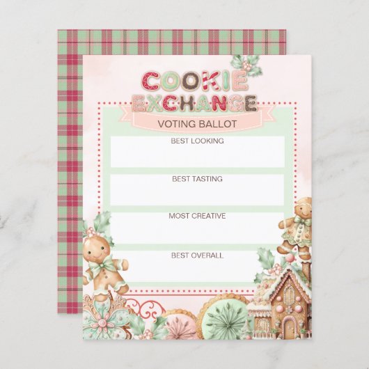 Papier Cookies Exchange Vote Ballot pain d'épice (Devant / Derrière)