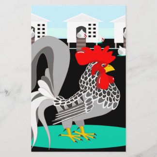 Papier Coq gris & poules