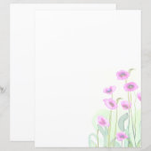 Papier Coquelicots aquarelle rose (Devant / Derrière)