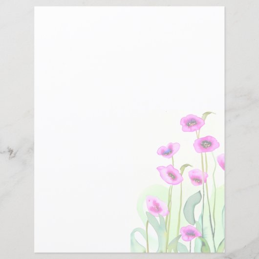 Papier Coquelicots aquarelle rose (Devant)