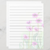 Papier Coquelicots rose aquarelle alignés (Devant / Derrière)