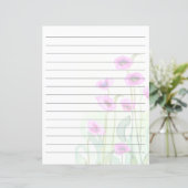 Papier Coquelicots rose aquarelle alignés (Debout devant)