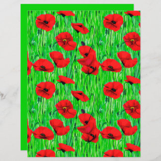 Papier Coquelicots rouges dans un champ vert