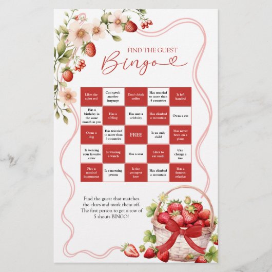Papier Coquette Berry in Love Bingo Games Card (Devant)