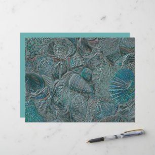 Papier Coquillages Océan Plage Turquoise Gris Métallisé
