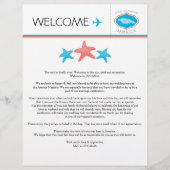 Papier Coral & Blue Starfish Jamaïque Mariage Bienvenue (Devant)