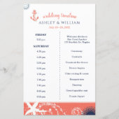 Papier Coral Navy White Beach Wedding Timeline (Devant)