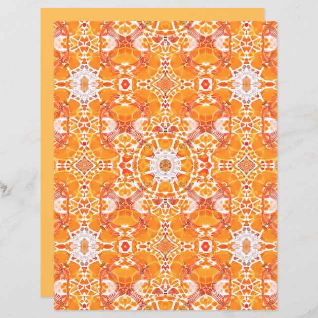 Papier Coral Orange et crème Batik Motif (Devant / Derrière)