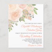 Papier Coral Peach Roses Élégant BUDGET Mariage Inviter (Devant)