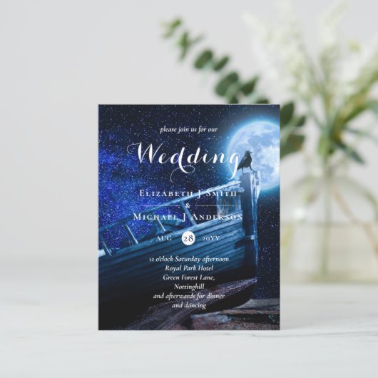 Papier Corbeau dans la lune ciel sombre Mariage Inv (Debout devant)