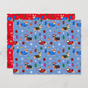 Papier Corgis de Noël mignons en Casquette et pulls