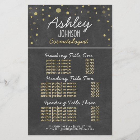 Papier Cosemtologue Chalkboard Services et prix (Devant)