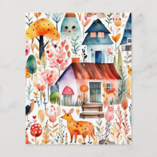 Papier Cottage noyau floral de campagne animaux maisons
