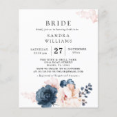 Papier Couche de Fête des mariées florale bleu rose pâle (Devant)