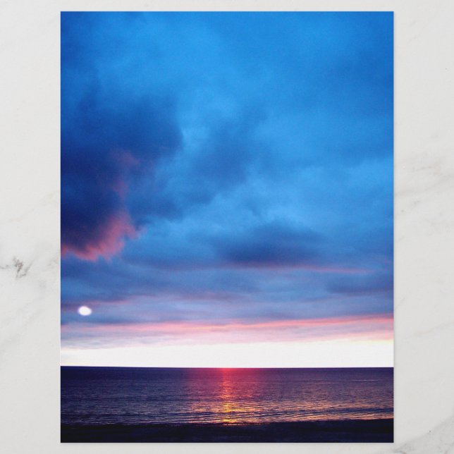 Papier coucher de soleil bleu pittoresque (Devant)