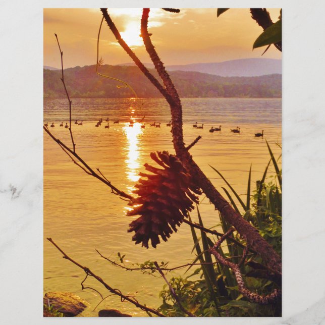 Papier Coucher de soleil du lac Pinecone (Devant)