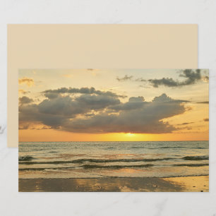 Papier Coucher de soleil sur la plage océan mer ciel nuag