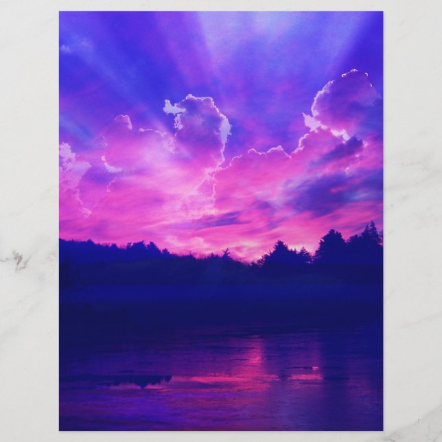Papier Coucher de soleil sur l'horizon (Devant)