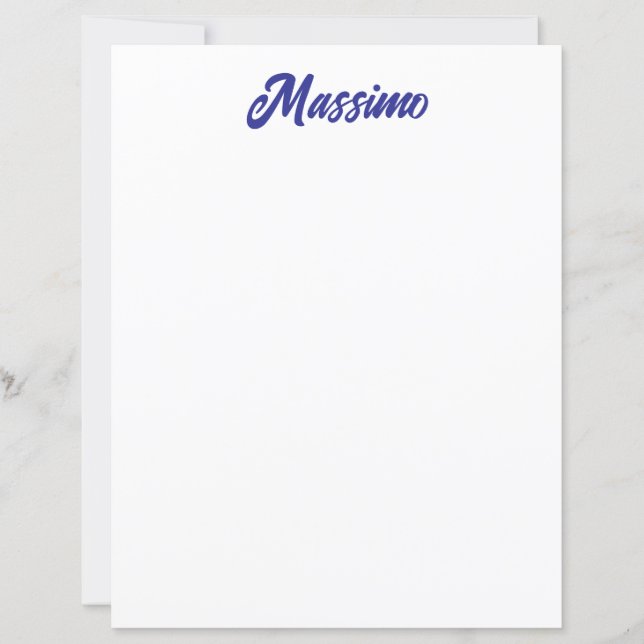 Papier Couleur bleu profond, calligraphie de nom simple m (Devant)