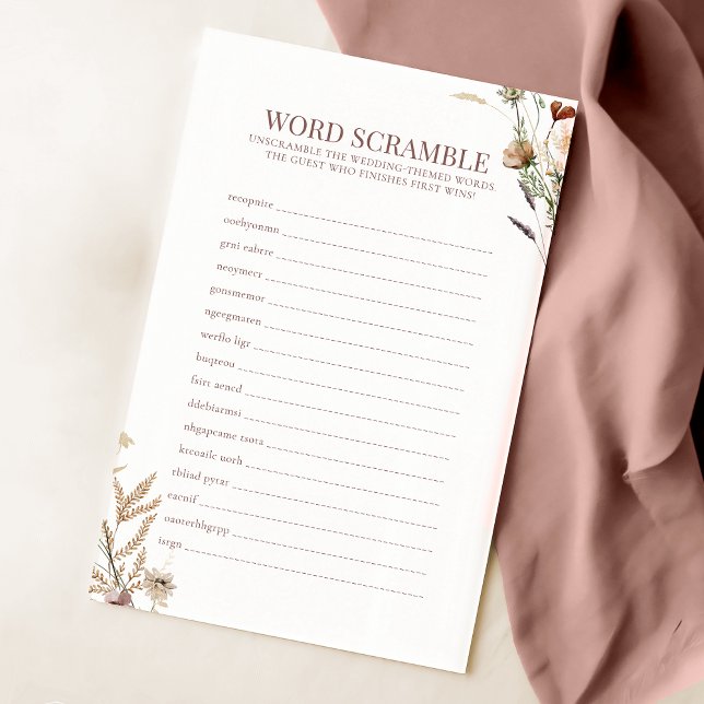 Papier Couleur d'eau Fleur sauvage Jeu de course de mots  (Créateur téléchargé)