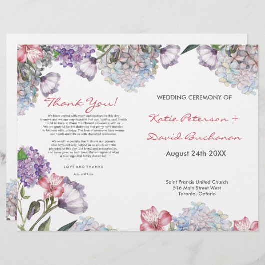 Papier Couleur d'eau peinte à la main hydrangea mariage (Devant / Derrière)