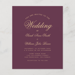 Papier Couleur du vin budget Faire-part de mariage de scr